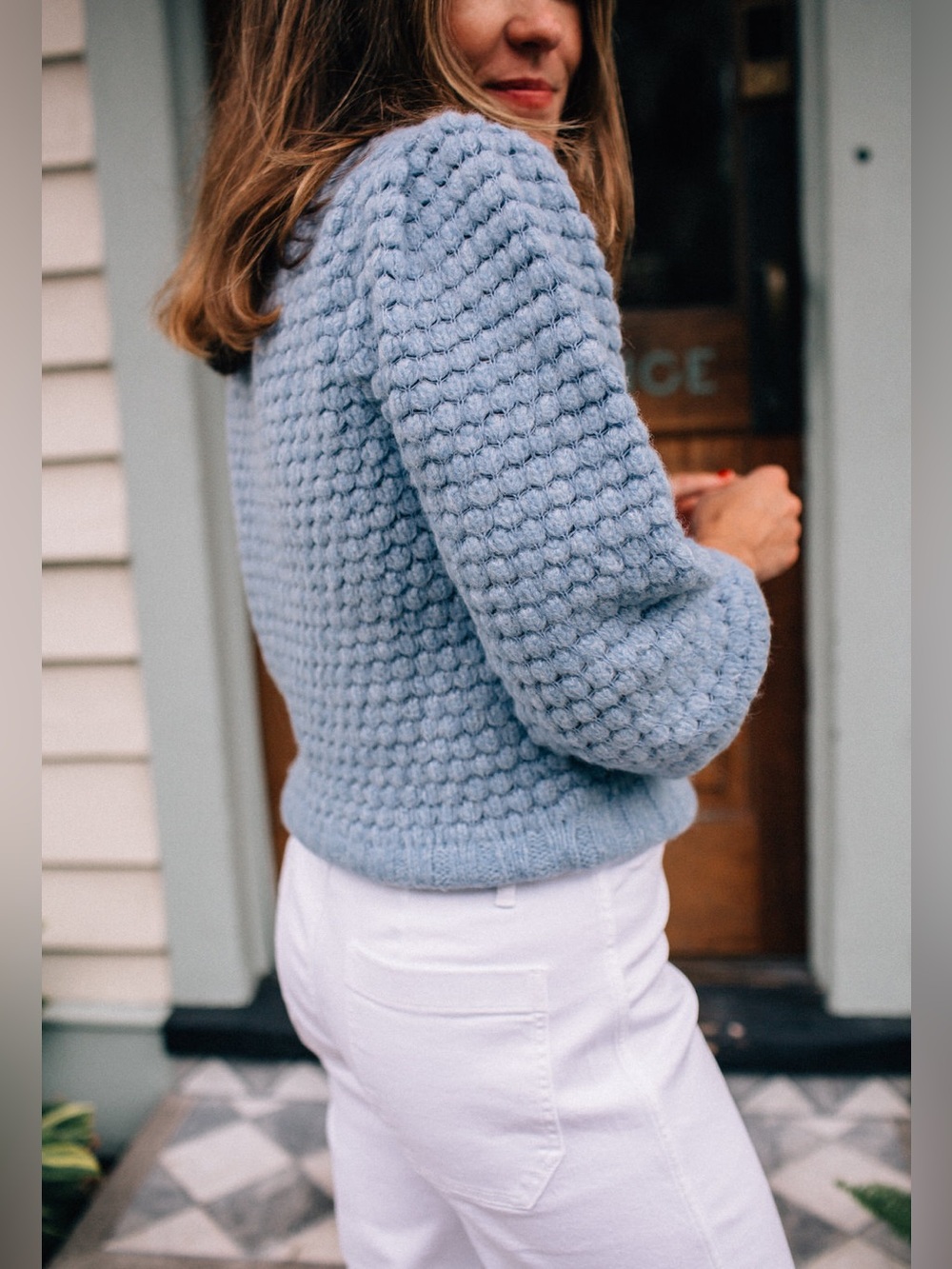 Vineyard Vines Light Blue Pop Corn Stitch Sweater